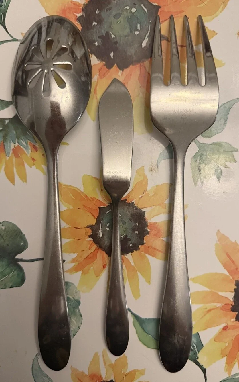 Mikasa Prescott Satin 3-Piece Hostess Serving Set 18/10 Stainless Steel